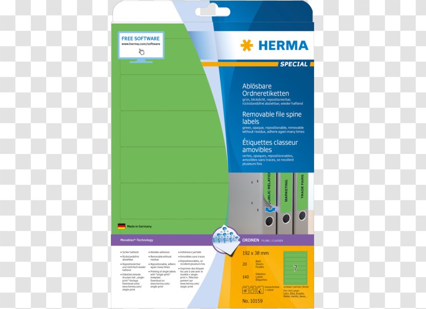 Standard Paper Size Label Herma Ring Binder - Foil Transparent PNG