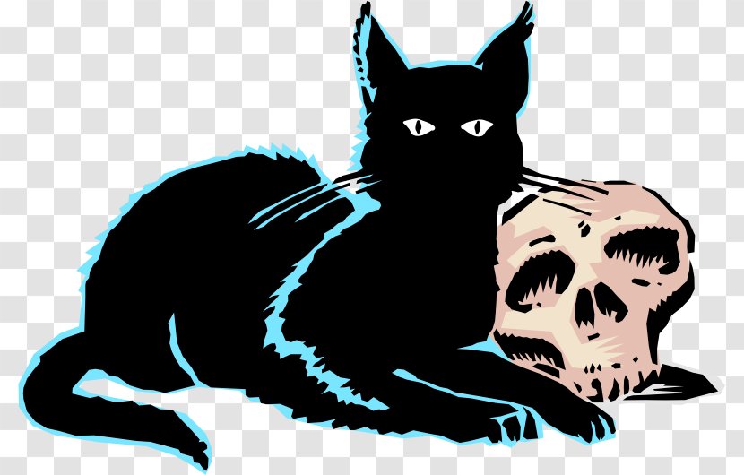 Whiskers Black Cat Kitten Clip Art - Skull Transparent PNG