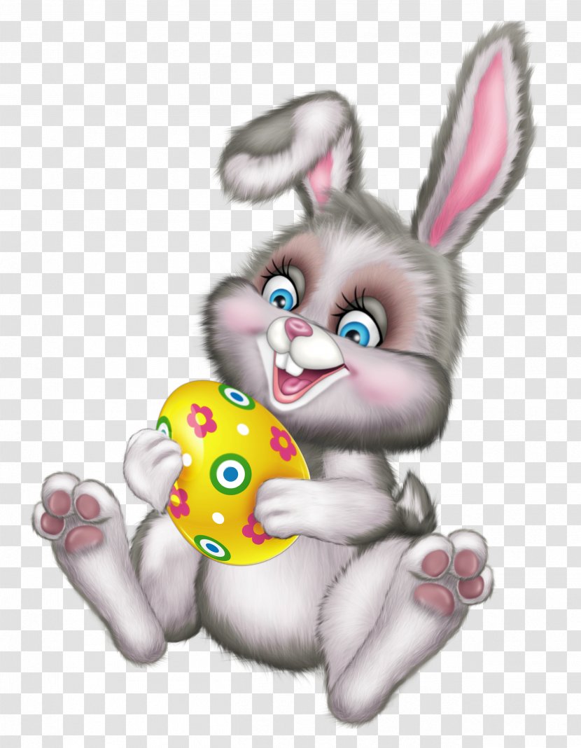 Easter Clip Art - Basket - Cute Bunny With Egg Picture Transparent PNG