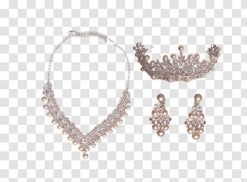 Necklace Earring Crown Bride - Pretty Female Headdress Square Transparent PNG