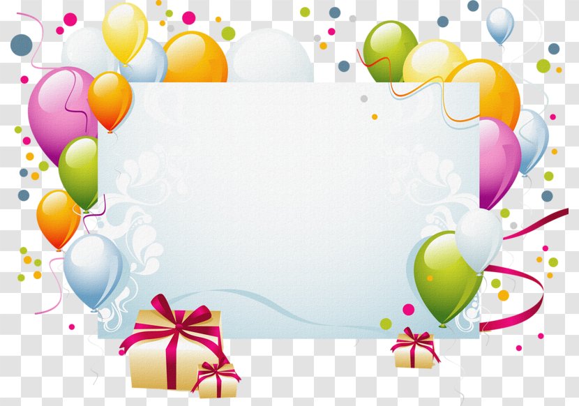 Birthday Clip Art - Picture Frame - Colorful Balloons Card Transparent PNG