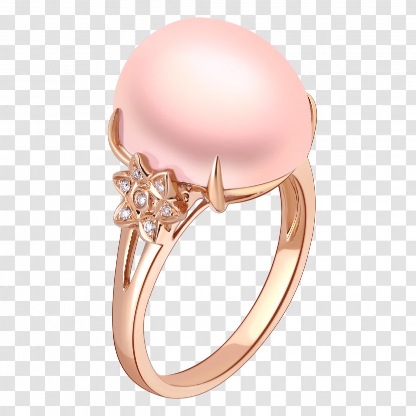Ring Pearl Diamond Jewellery - Peach Transparent PNG