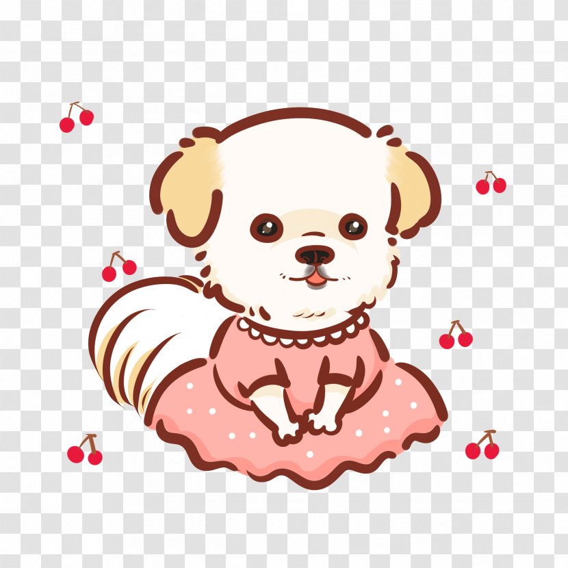 Shiba Inu Puppy Q-version Illustration - Silhouette - Anthropomorphic Painted Pink Dress Transparent PNG