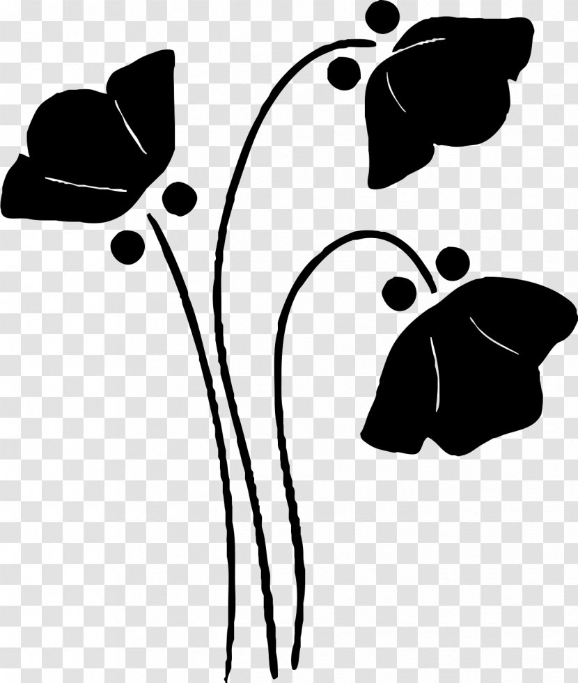 Silhouette Flower Clip Art - Monochrome - Black Transparent PNG