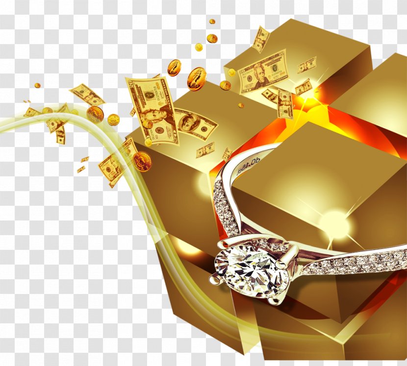 Cube - Gold Ring Transparent PNG