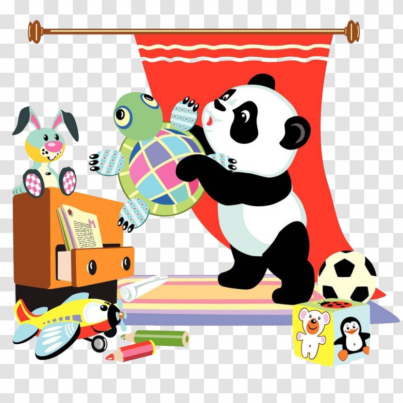 Giant Panda Horse Cartoon Equestrianism - Material - Playing With Toys Transparent PNG