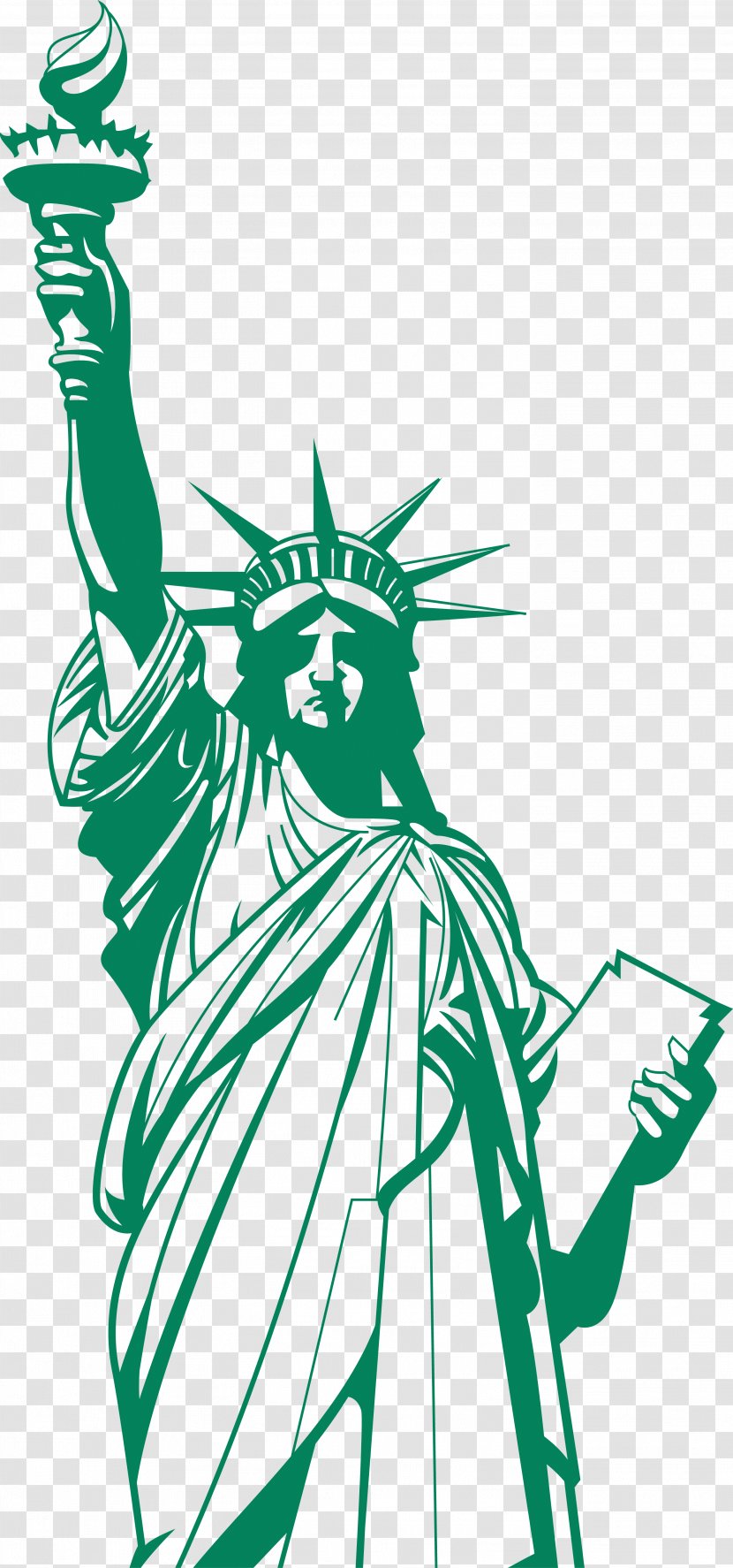 Statue Of Liberty Drawing Clip Art - Green - Persian Transparent PNG