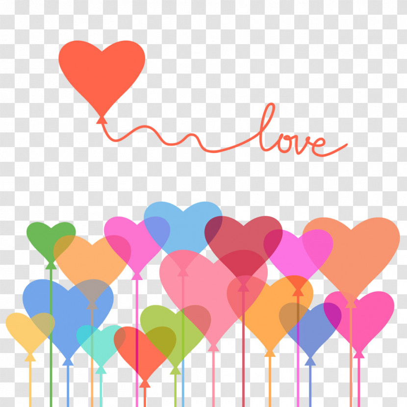 Heart Pink Line Love Balloon Transparent PNG