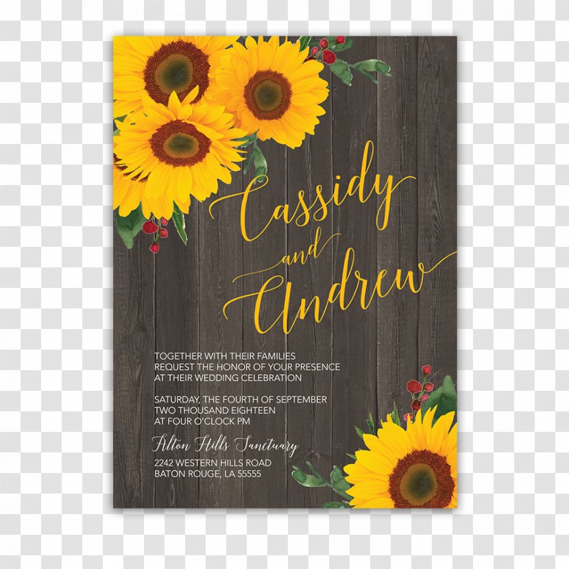 Wedding Invitation Greeting & Note Cards Bridal Shower Reception - Engagement Party - Sunflowers Transparent PNG