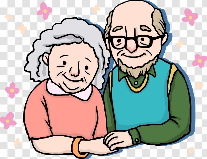 Couple Old Age Drawing Cartoon - Frame - Happy Transparent PNG