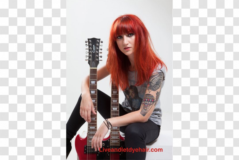 Electric Guitar Red Hair Microphone Bass - Brown - Rock N Roll Transparent PNG