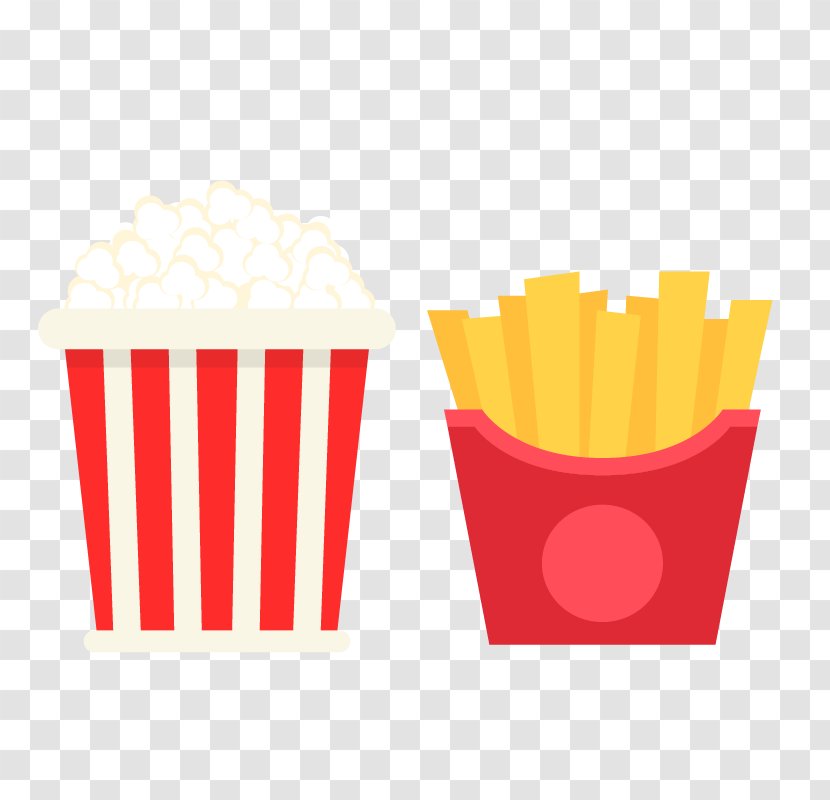 Popcorn French Fries - Flat Design - Cinema Eat Transparent PNG