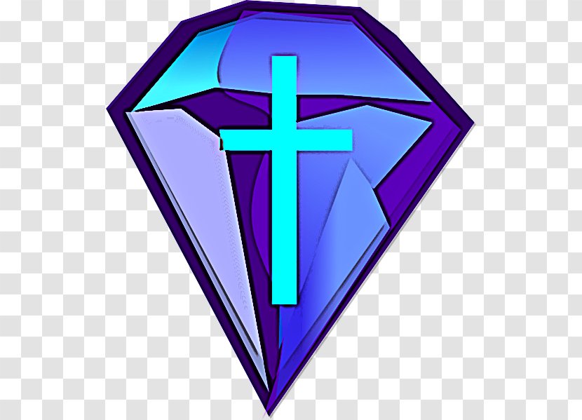 Purple Cross Symbol Electric Blue Line - Symmetry Religious Item Transparent PNG