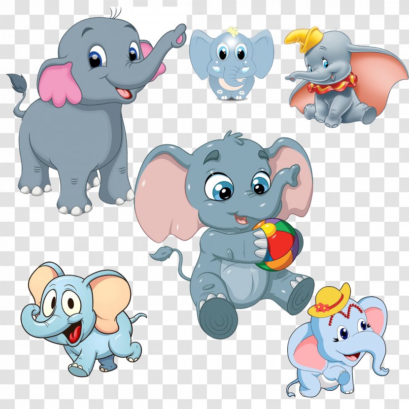 Cartoon Poster Illustration - Elephants And Mammoths - Elephant Transparent PNG