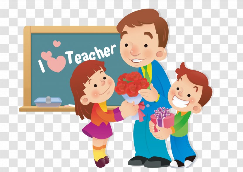 Student Teacher Teachers Day - Estudante - Students Give Gifts To On Teachers' Transparent PNG