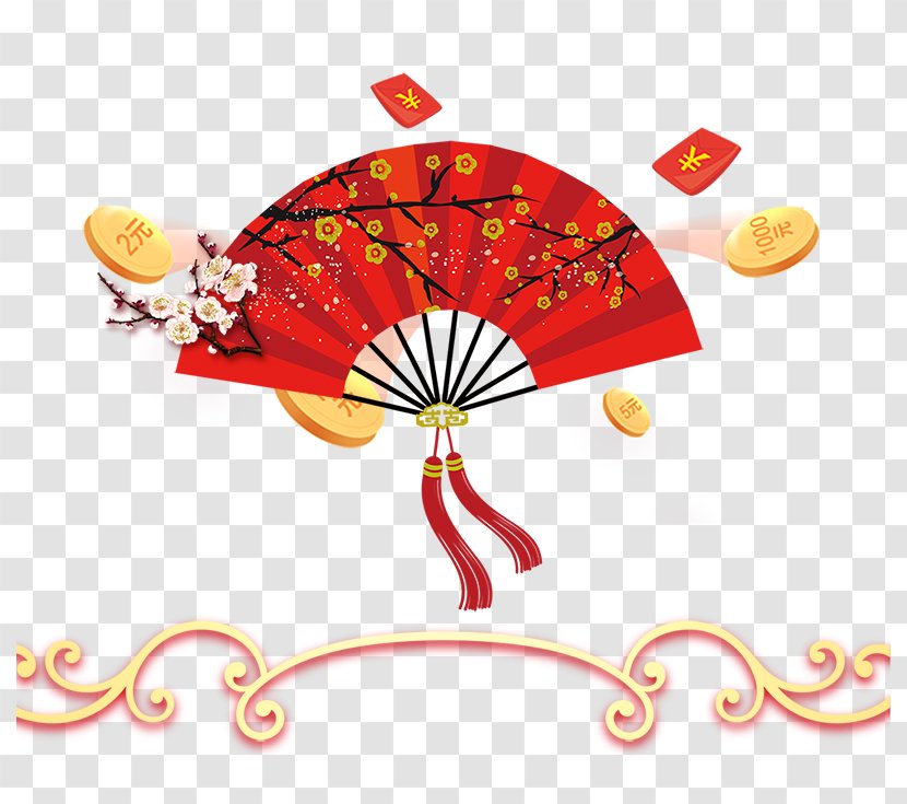 Hand Fan Chinese Laba Festival - A Red Transparent PNG