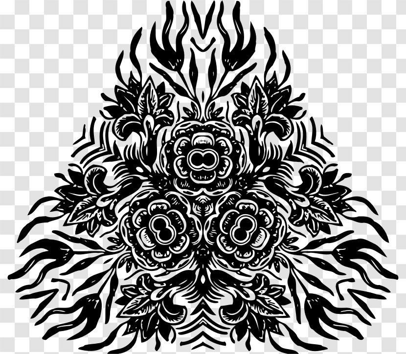 Symmetry Flower Art - Black Transparent PNG