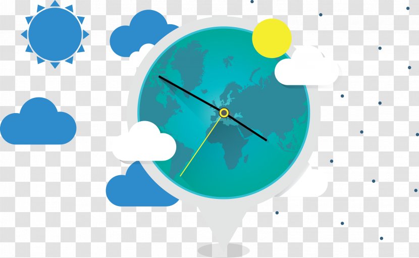 World Map - Blue - Of Clock Design Transparent PNG