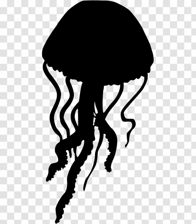 Lion's Mane Jellyfish Stencil Silhouette - Black Transparent PNG