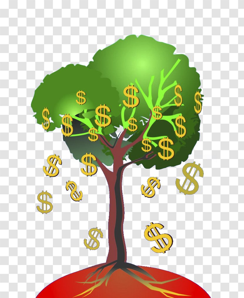 Tree Illustration - Branch - Dollar Cash Cow Vector Material Transparent PNG