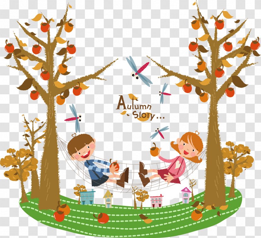 Autumn Cartoon - Tree - Swing Bed Children Transparent PNG