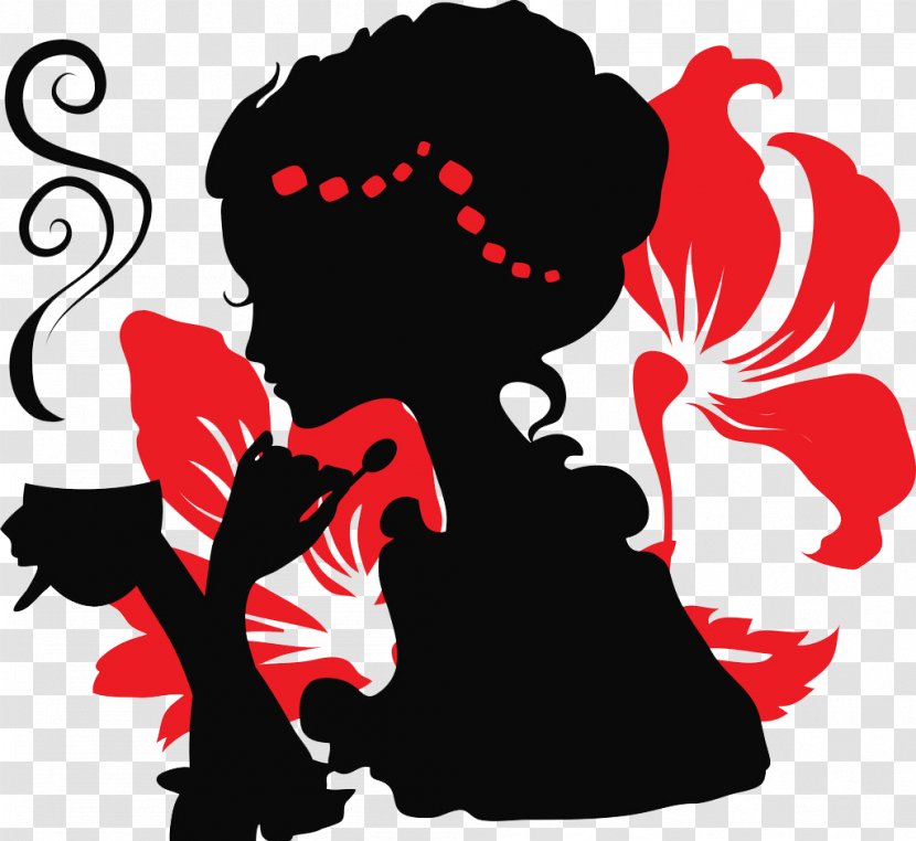 Coffee Silhouette Drawing Illustration - Fictional Character - Beauty Avatar Transparent PNG