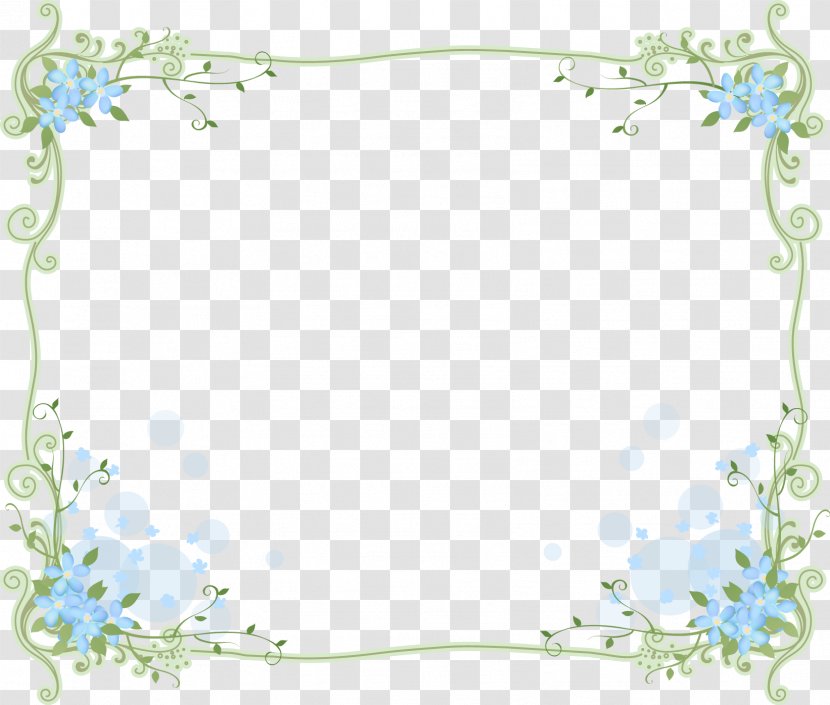 Floral Design Blue Picture Frames Flower Clip Art - Rectangle Transparent PNG