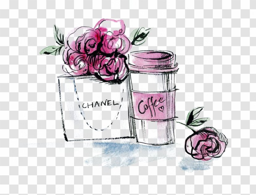 Beach Rose Coffee Cup - Painted Mug Pattern Transparent PNG