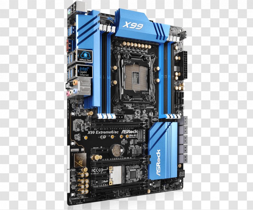 Graphics Cards & Video Adapters Computer Cases Housings ASROCK X99 Extreme 6 Motherboard - Black/Blue ATXOthers Transparent PNG
