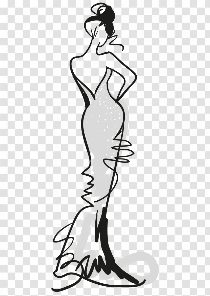 Clip Art Black And White Dress Image Bridesmaid - Cartoon Transparent PNG
