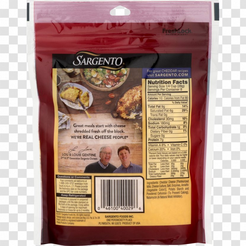 Ingredient Cheddar Cheese Sargento Nutrition Facts Label - Grated Transparent PNG