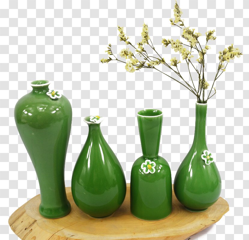 Jingdezhen Vase Chinese Ceramics Porcelain - Glass Bottle - Green Ceramic Branch Transparent PNG