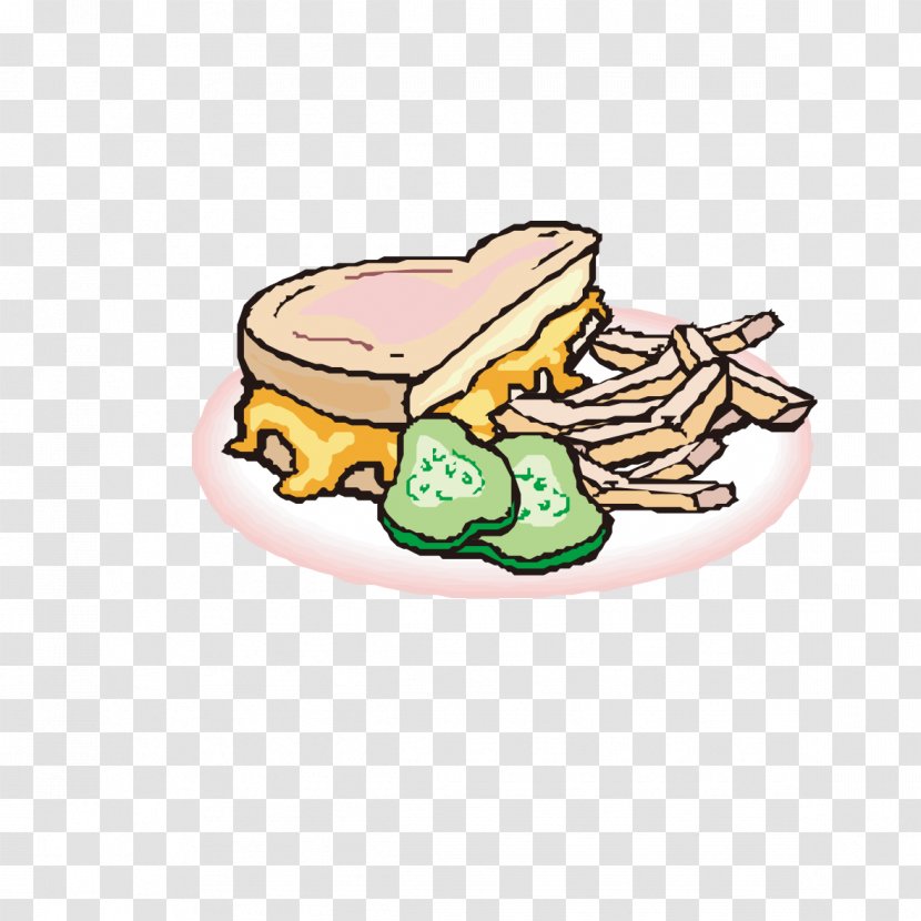 Cheese Sandwich French Fries Pickled Cucumber Egg Breakfast - Meal - Bread Food Transparent PNG