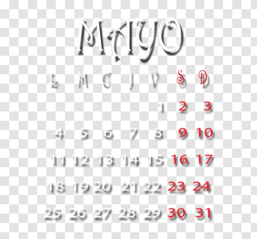 Calendar Hug Month Greeting - Text - Mayo Transparent PNG