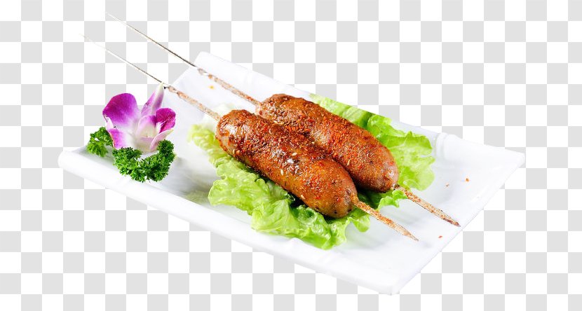 Kebab Barbecue Bratwurst Yakitori Breakfast Sausage - Strings Of Sausages Transparent PNG
