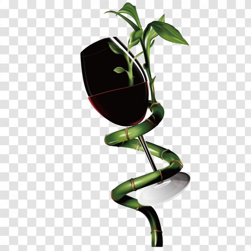 Red Wine Lucky Bamboo Glass - Plant - Goblet Transparent PNG