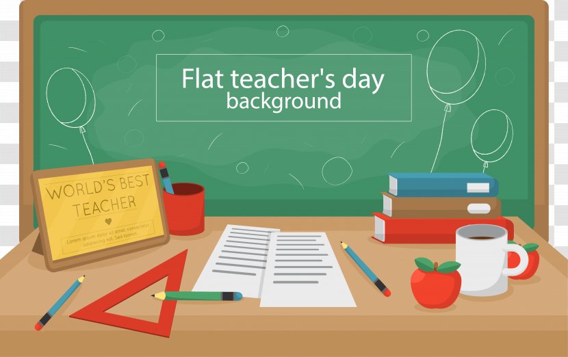 Student Teachers Day Blackboard School - Creative Teachers' Desk Vector Transparent PNG