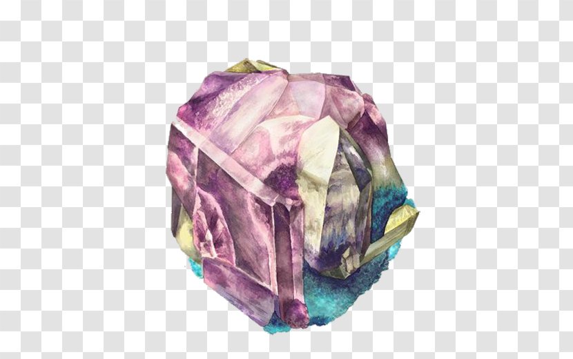 Vienna Art Mineral Crystal Illustration - Purple - Pink Diamond Gemstone Transparent PNG