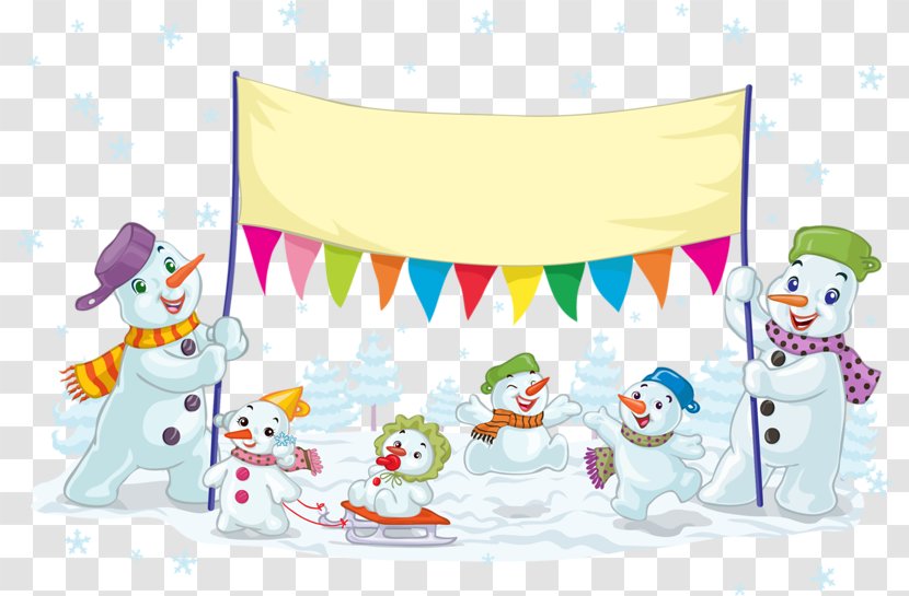 Snowman Christmas Cartoon Illustration - Pull Banners Transparent PNG