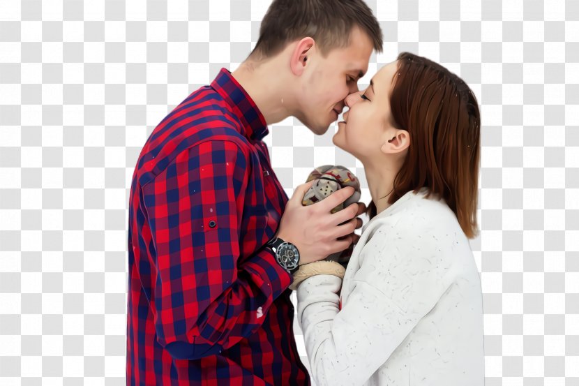 Kiss Love - Tartan - Cheek Kissing Transparent PNG