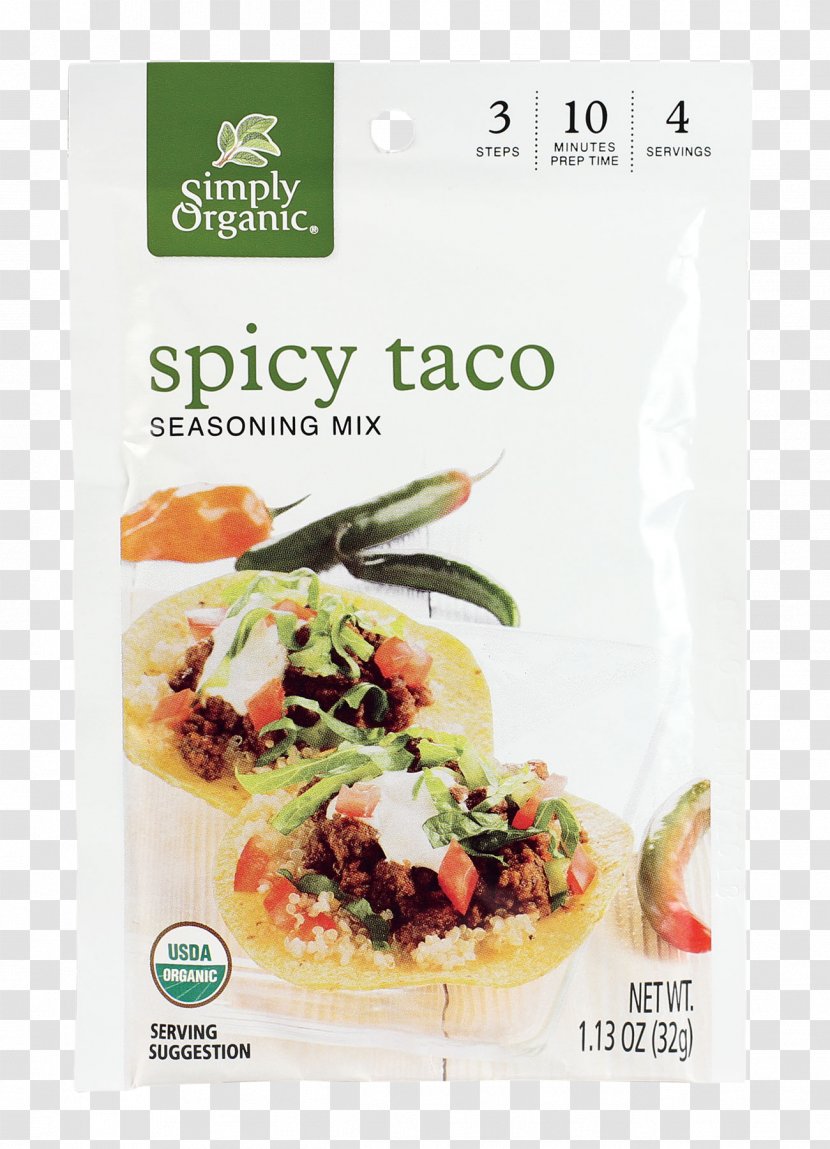 Vegetarian Cuisine Taco Fajita Organic Food Spice Mix - Flavor Transparent PNG
