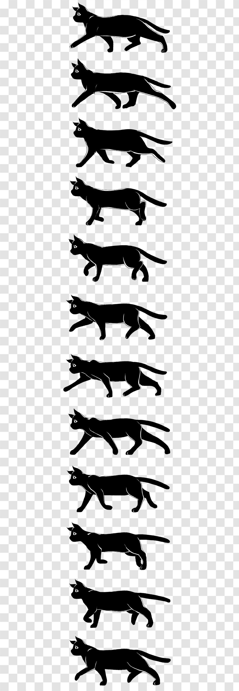 Cat Walk Cycle Animated Film Drawing Sprite - Black Transparent PNG