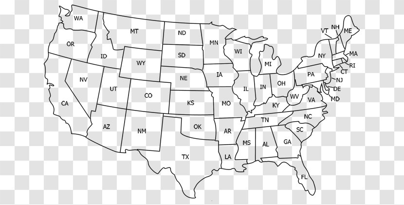 United States World Map U.S. State Abbreviation - Silhouette - Usa Transparent PNG