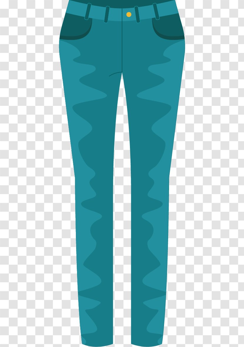 Trousers Jeans - Teal - Women's Vector Winter Clothes Transparent PNG