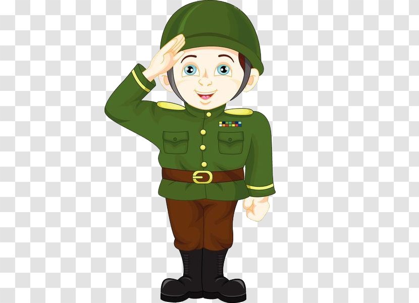 Soldier Salute Cartoon Military - Fictional Character - Saluting Soldiers Transparent PNG