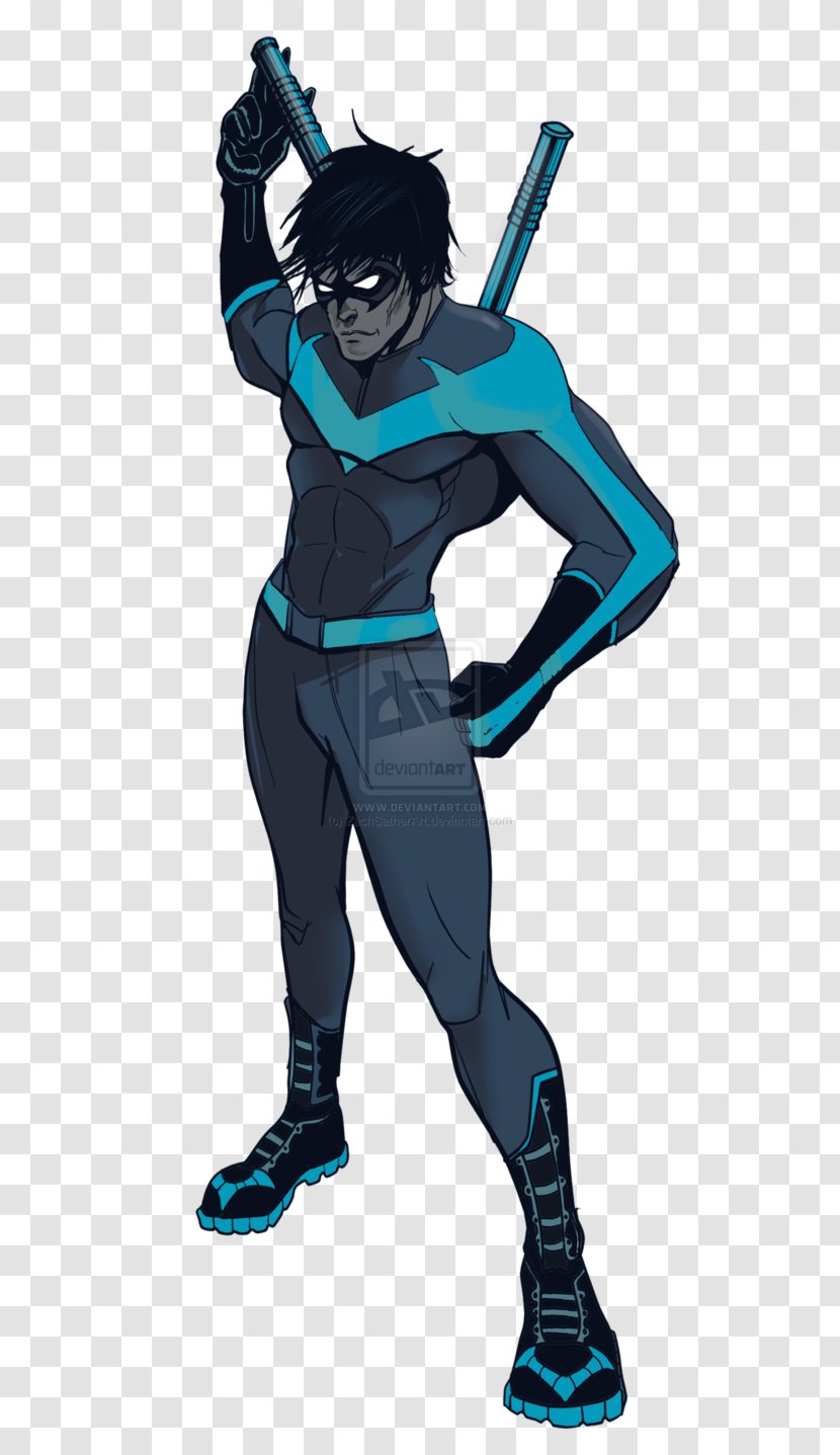Cartoon Superhero Baseball Character - Nightwing Transparent PNG