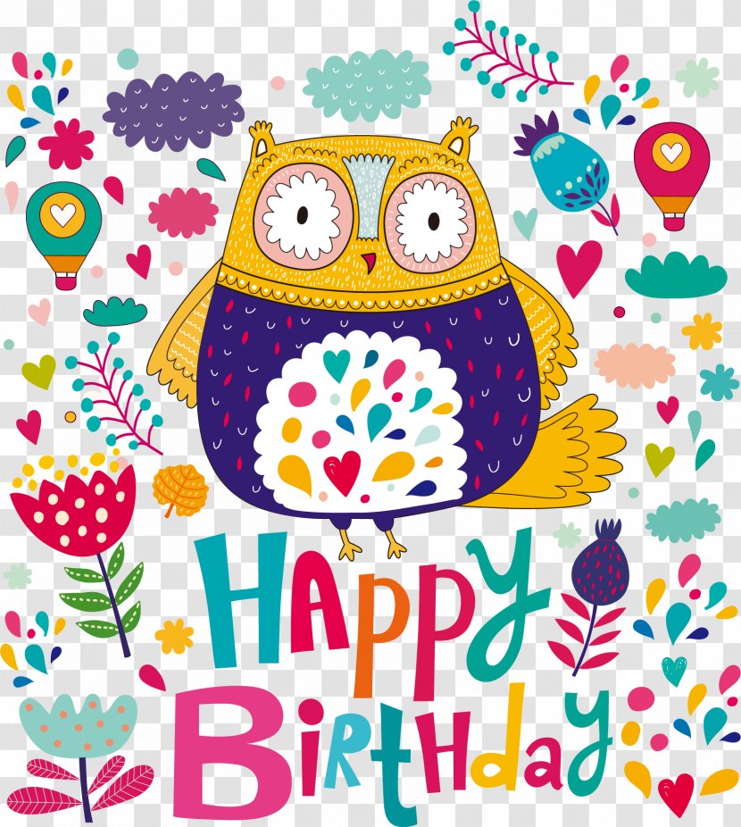 Wedding Invitation Birthday Cake Greeting Card - Pink - Colorful Owl Transparent PNG
