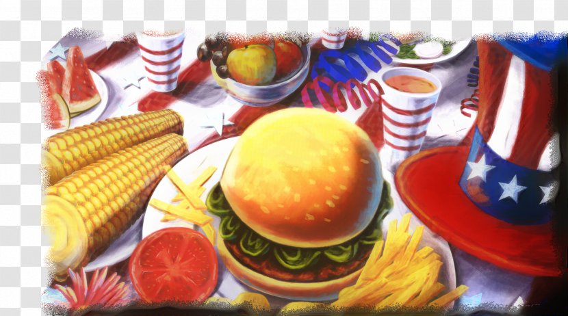 Fourth Of July Background - Meal - Veggie Burger Sandwich Transparent PNG