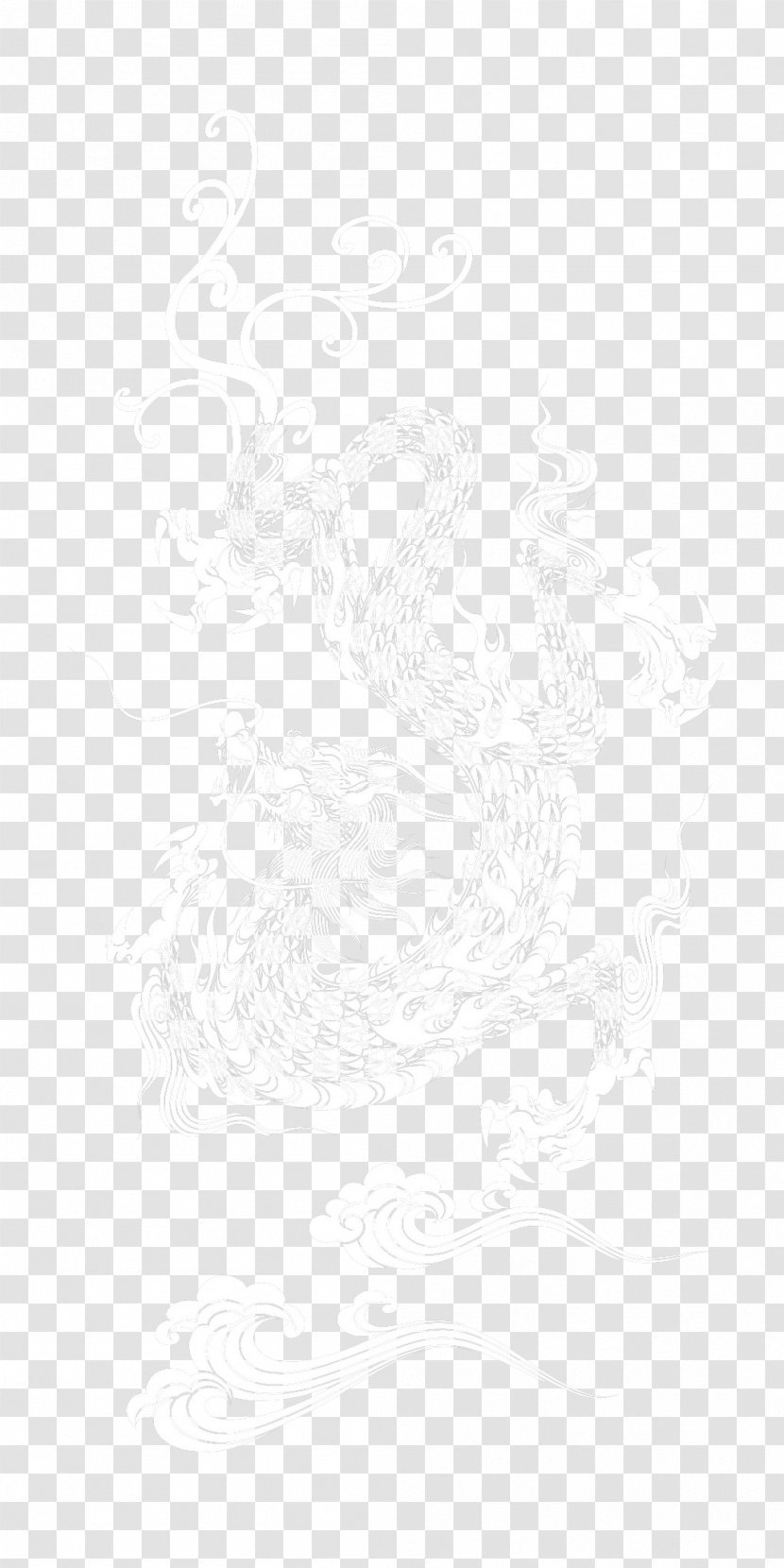 White Black Pattern - Chinese Wind Dragon Material Transparent PNG