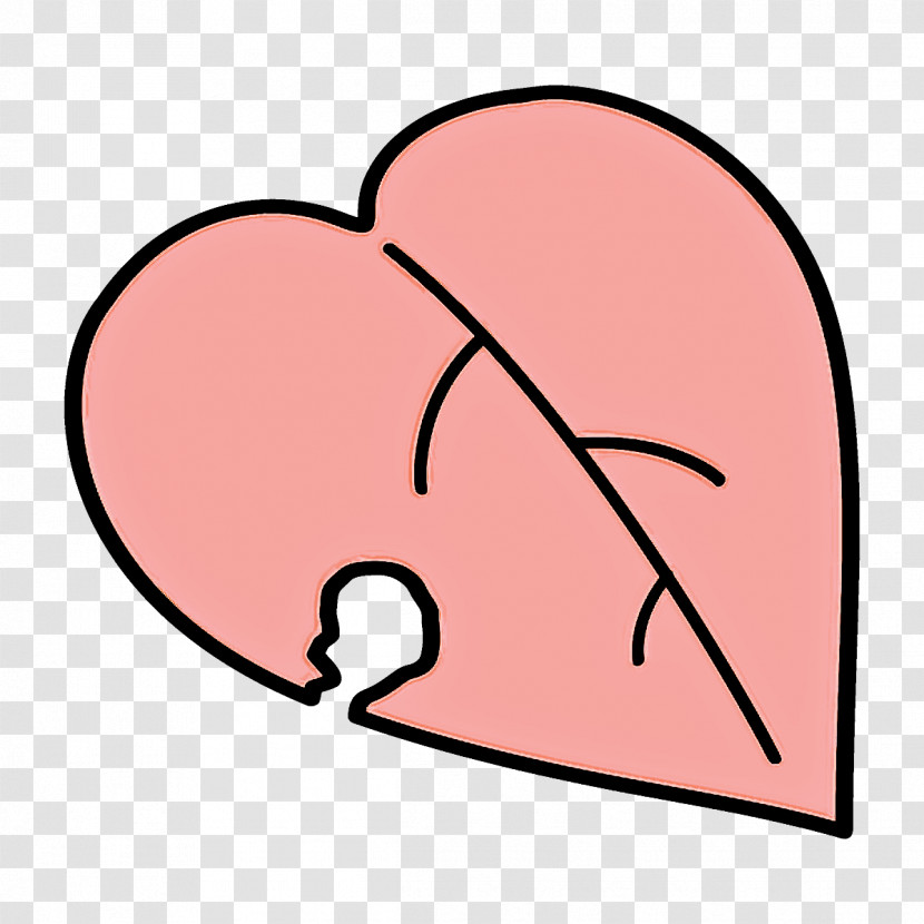 Pink Line Heart Line Art Transparent PNG